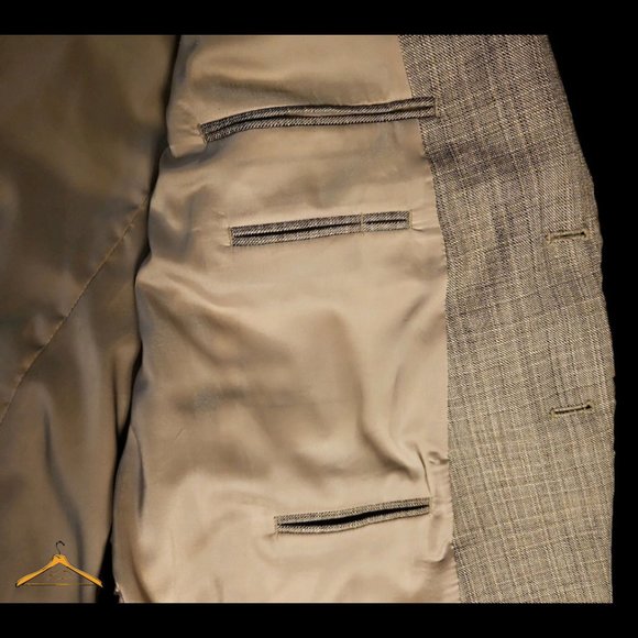 Jos. A. Bank Sport Coat: 48S, 100% Wool,Tan/Brown Plaid, EUC - Picture 8 of 12